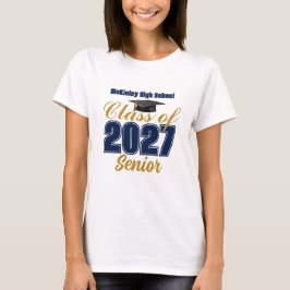 ネイビーブルー ゴールド 2027年卒女子生徒 Tシャツ