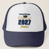 ネイビーブルー ゴールド 2027年度 高校卒業 キャップ (正面)