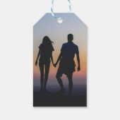 ネイビーブルー，サンゴタイポグラフィ日付の写真を保存 ギフトタグ (裏面)