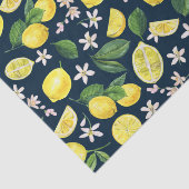 ネイビーブルー シトラス レモン フラワープリント 薄葉紙 (詳細)