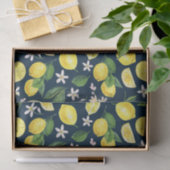 ネイビーブルー シトラス レモン フラワープリント 薄葉紙 (ギフト)