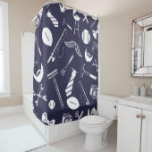 ネイビーブルー シャワーカーテン (インサイチュ)