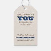 ネイビーブルー&シルバーの確認ありがとう ギフトタグ (正面)