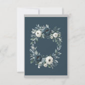 ネイビーブルー&シルバーアイボリー結婚フローラ サンキューカード (裏面)