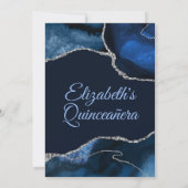 ネイビーブルー&シルバーグリッターアゲートキンセアニェラ 招待状 (裏面)