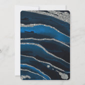 ネイビーブルー&シルバーグリッターアゲートブライダルシャワー 招待状 (裏面)