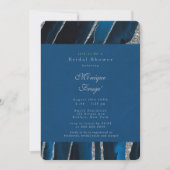 ネイビーブルー&シルバーグリッターアゲートブライダルシャワー 招待状 (正面)