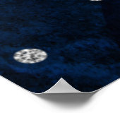 ネイビーブルー&シルバーグリッターアゲート&マーブル結婚ズ ポスター (角)