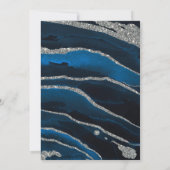 ネイビーブルー&シルバーグリッターアゲ結婚ートの発明 招待状 (裏面)