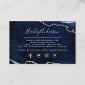 ネイビーブルー&シルバーグリッター水彩金箔アゲート 名刺 (裏面)