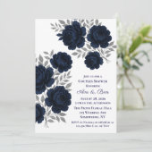 ネイビーブルー&シルバーグリッター離れカップルシャワー 招待状 (スタンド正面)