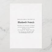 ネイビーブルー&シルバートロピカルブライダルシャワー 箔招待状 (裏面)