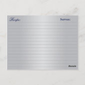 ネイビーブルー、シルバーフローラハートレシピカード ポストカード (裏面)