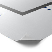 ネイビーブルー、シルバー、ホワイトのサテン – シーティングチャート ポスター (角)