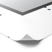 ネイビーブルー、シルバー&ホワイトサテン – 16テーブル ポスター (角)