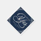 ネイビーブルー シルバー 彼女はイエスと言った 婚約パーティー スタンダードカクテルナプキン (角)