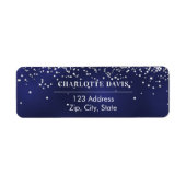 ネイビーブルー シルバー 返送先住所 ラベル (正面)