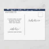 ネイビーブルー, ストリングライト, 婚約しました, 婚約のお知らせ 案内ポストカード (裏面)