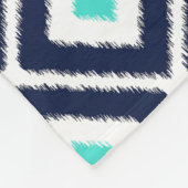 ネイビーブルー、ターコイズ、ホワイトイカットダイヤモンド フリースブランケット (角)