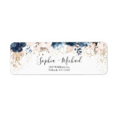 ネイビーブルー&ダスティーバラ結婚ズ差出人住所 ラベル (正面)