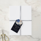 ネイビーブルー&ダスティー赤面ピンク結婚フローラ ギフトタグ (より糸付き)