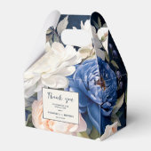 ネイビーブルー&ダスティー赤面ピンク結婚フローラ フェイバーボックス (裏面サイド)