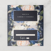 ネイビーブルー&ダスティー赤面ピンク結婚フローラ プレイスカード (外部開封)