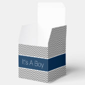 ネイビーブルー&チャコールグレーシェブロンベイビーシャワー フェイバーボックス (オープン)