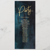 ネイビーブルー&ティール(緑がかった色)ウォーターカラー金ゴールド結婚式 プログラム (裏面)