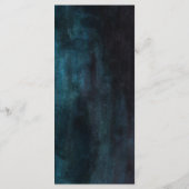 ネイビーブルー&ティール（緑がかった色）水彩画&金ゴールド結婚ズメニュー メニュー (裏面)