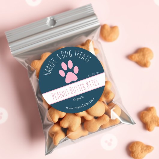 ネイビーブルー |ドッグトリートビジネスラベル ラウンドシール