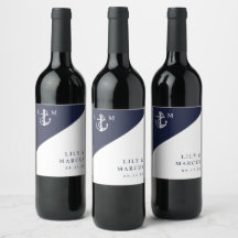 ネイビーブルー ナウティカル モダン エレガント モノグラム ウェディング