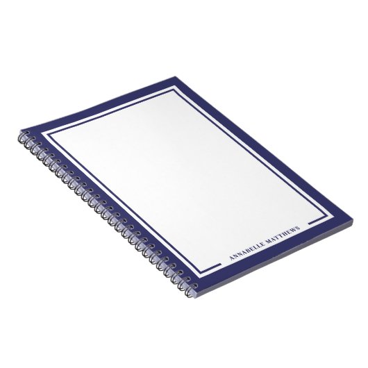 ネイビーブルー ネーム モノグラム ノートブック (右側)