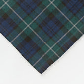 ネイビーブルー&ハンターグリーンタータンチェックプレイド フリースブランケット (角)