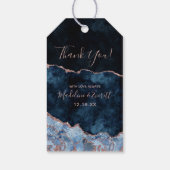 ネイビーブルー&バラゴールドフォイルアゲートマーブルサンキューサンキュー ギフトタグ (裏面)
