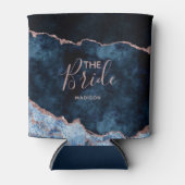 ネイビーブルー&バラゴールドフォイルアゲートマーブルザブライド 缶クーラー (正面)