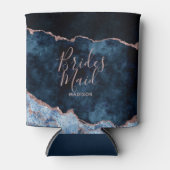 ネイビーブルー&バラゴールドフォイルアゲートマーブルブライドメイド 缶クーラー (正面)