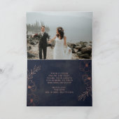 ネイビーブルー&バラゴールドフォイルカスタムウェディングフォト サンキューカード (内部)