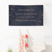 ネイビーブルー&バラゴールドフォイルブライダルシャワーウェルカム 横断幕 (インサイチュ)