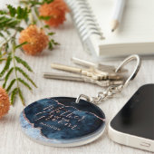 ネイビーブルー&バラ金ゴールドアゲートマザーオブザグルーミング キーホルダー (正面右)