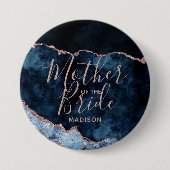 ネイビーブルー&バラ金ゴールドアゲートマザーオブザブライド 缶バッジ (正面)