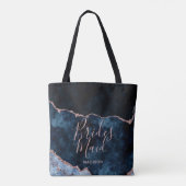 ネイビーブルー&バラ金ゴールドアゲートマーブルブライドメイド トートバッグ (裏面)