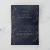 ネイビーブルー&バラ金ゴールドカップルのウェディングシャワー 招待状 (内部)