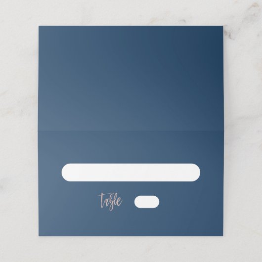 ネイビーブルー&バラ金ゴールドグラムシック折り畳み座席表 プレイスカード (外部開封)