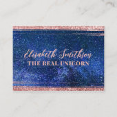 ネイビーブルー&バラ金ゴールドグリッターシレフェミニンンタル 名刺 (正面)