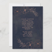 ネイビーブルー&バラ金ゴールドシ結婚ックの愛感謝していと サンキューカード (裏面)