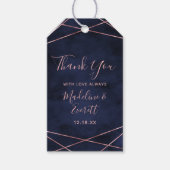 ネイビーブルー&バラ金ゴールドジオメト結婚リの感謝 ギフトタグ (正面)