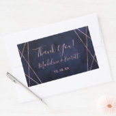 ネイビーブルー&バラ金ゴールドジオメト結婚リの感謝 長方形シール (封筒)