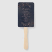 ネイビーブルー&バラ金ゴールド結婚のセレモニープログラム ハンドファン (裏面)