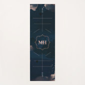 ネイビーブルー&バラ金ゴールド、体整列線カスタム ヨガマット (正面)